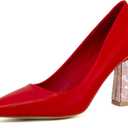 Women's Closed Pointed Toe Pumps Chunky Block High Heel Dress Office Party Wedding Shoes for Women, 6.5