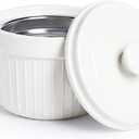 Ceramic Bacon Grease Container Keeper with Strainer, Frying Oil Storage Can, White