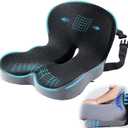 Ergonomic Seat Cushion with Adjustable Strap, Memory Foam Office Chair Seat Cushion with L-Shaped Design, Car Seat Cushion Fits for Truck Driver Semi Truck, Gaming Chair, Desk, Light & Dark Gray