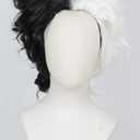 Linfairy Half White and Half Black 2 Tone Wig Halloween Costume Cosplay Wig for Women