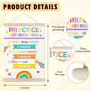 Welshower Boho Rainbow Mental Health Poster Hanger Frame, Practice Deep Breathing Mental Health Wall Art Prints Decor for Classroom Therapy Counselor Calming Corner Office, 12x16 Inch