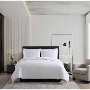 Vera Wang - King Duvet Cover Set, Soft Reversible Bedding Set with Matching Shams, Chic Room Essentials (Double Diamond White, King)