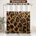 No Hook Shower Curtain with Snap in Liner, Modern Fashion Leopard Print with Mesh Top Window, Waterproof Double Layer Glam Bathroom Decor, 71 x 74 Inch
