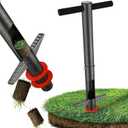 Bulb Planter Tool - 34" Long Handle Sod Plugger Lawn Digger,Auto Plug Eject,Heavy Duty Yard Garden Plant Hole Pluggers for Grass,Tulip Flower ,Soil Transplant Plugging,Turf Repair Transplanting (Gray)