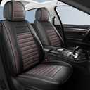 HChengkikz Car Seat Cover,Horizontal Stripes Faux Leather Automotive Seat Covers,Waterproof Universal Car Seat Covers Protectors for Sedan SUV Pick-up Truck(Style2,5 PCS Full Set,Black+Brown)