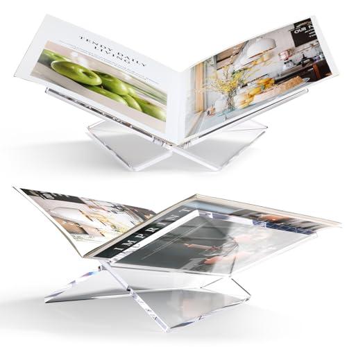 Acrylic Book Stand Large Clear Acrylic Book Holder, 12.5" x 9.5" x 5.7", Open Book Holder Stand for Display and Reading Cookbooks, Art Books, Bibles, Magazines - Home and Office