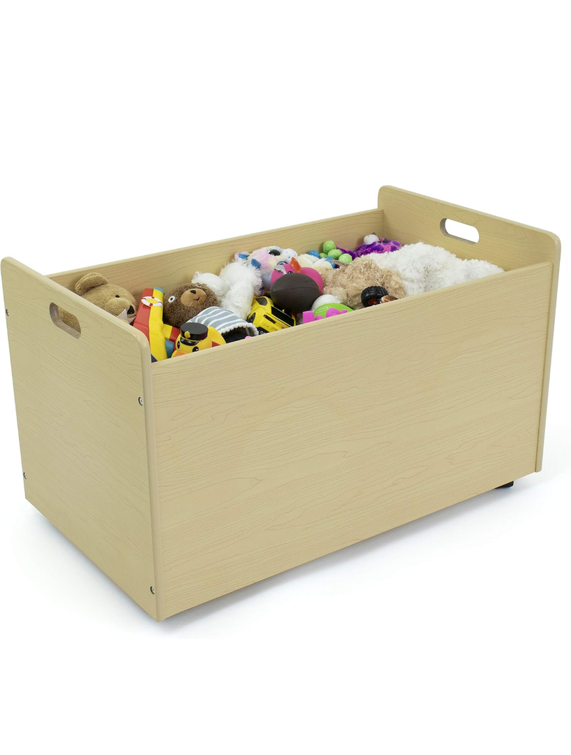 Humble Crew Toy Box with Wheels, Engineered Wood, Natural (TB234)