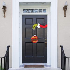 Multicolor Door Decoration - 1 Count - Unique Holiday Cheer Design - Perfect for Indoor & Outdoor Festivities, 23.5", Traditional Grinch
