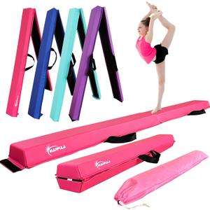  10 FT Folding Gymnastic Balance Beam for Kids with Carry Bag for Home and Club Use (Pink)