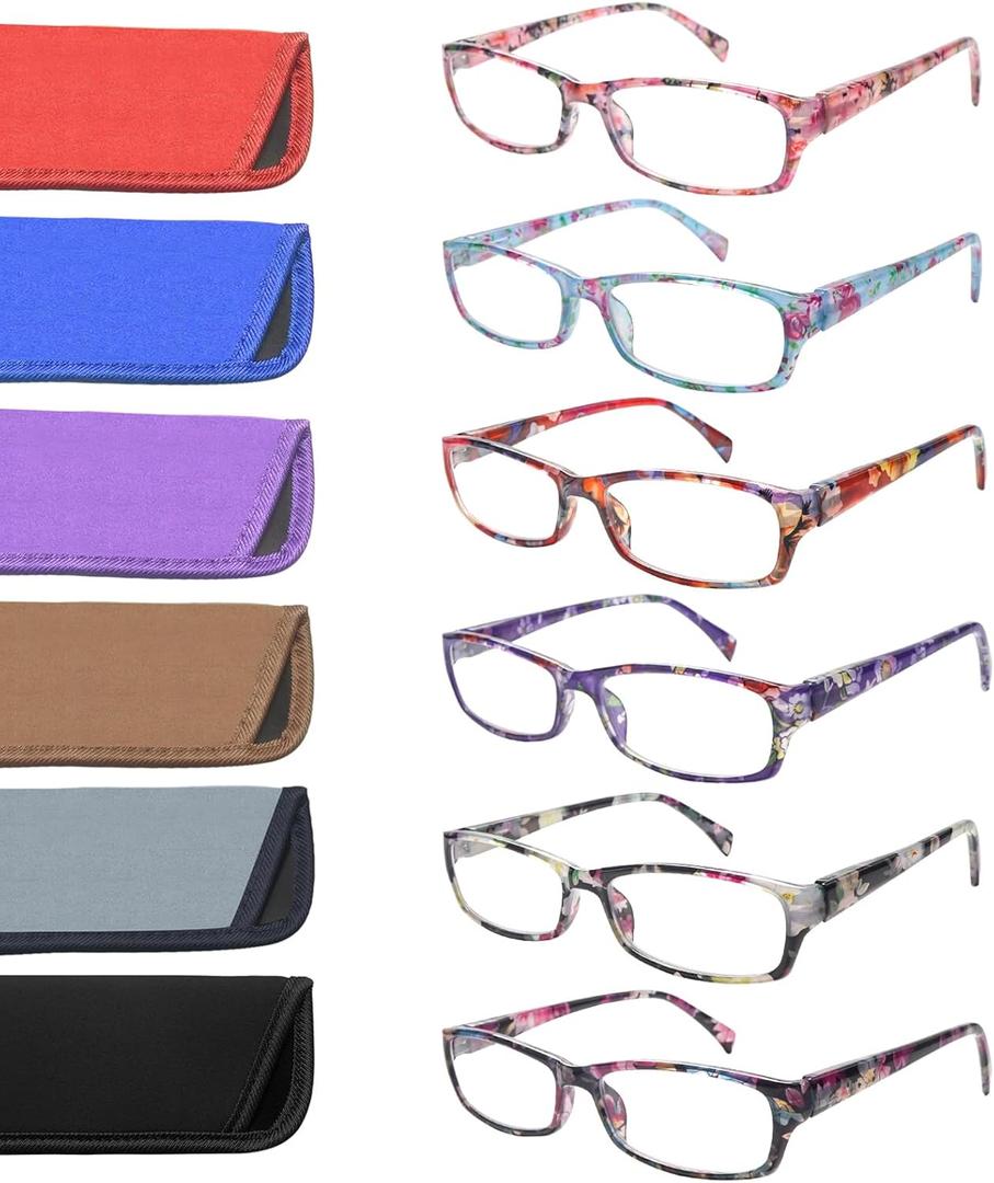 VIDEBLA Computer Reading Glasses Men and Women Anti Eyestrain Blue Light Blocking Glasses for Reading (6 Pack Mix, 2.50, x)