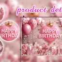 Pink Happy Birthday Backdrop Rose Gold Floral Heart Crown Balloon Elegant Photography Background Girls Princess Women Birthday Baby Shower Party Decor Banner Photo Supplies (7x5FT)