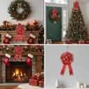 BinaryABC Valentine's Day Bows Decoration Ornaments,Christmas Tree Topper Bow(Red)