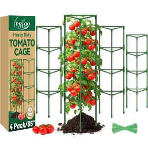 Legigo 4 Pack 65 Inch Tomato Cage for Garden, Heavy-Duty Tomato Trellis Plant Support Stakes, Adjustable Garden Trellis Plant Cage for Climbing Plants Peppers Outdoor Raised Garden Bed and Vegetables