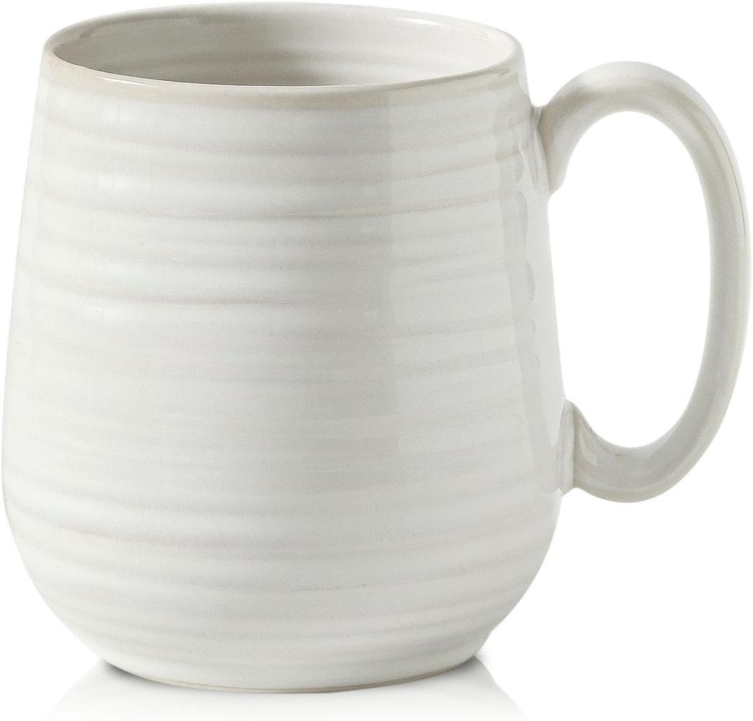 Hasense Large Coffee Mug,20 oz Ceramic Tea Cup for Office and Home, Big Coffee Mug with Handle for Latte Coffee Tea Soup, Dishwasher and Microwave Safe, 1 PCS (Clay-Infused White)
