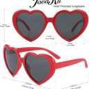 JOVAKIT Kids Polarized Heart Shaped Sunglasses for Girls Age 3-18, Fashion Lovely Rave Party Sun Glasses UV Protection (Two Pack: (Red/Grey+red/Grey))