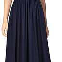WOOSEA Women Sleeveless Deep V Neck Sexy Mesh Loose Maxi Casual Long Dress Navy Blue, XL 