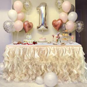6ft Luxury Organza Mesh Table Skirt - Draping & Floating Romance - Perfect for Bridal Showers, Birthdays & Weddings - 1 Piece Clear Flowing Decoration for a Wonderful Main Cake Table