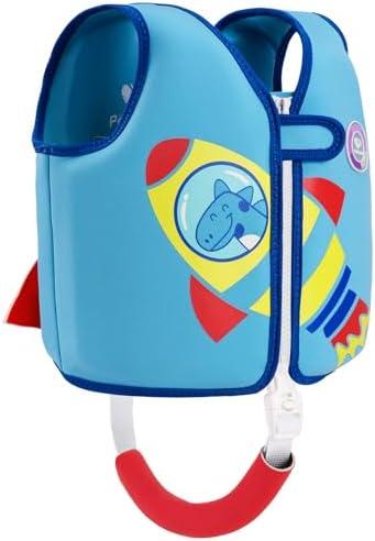 Pottwal Swim Vest for Kids - Swim Jacket for 1-2 Years (24-33LBS) - Buoyancy Aid Made of Neoprene & EPE - with Adjustable Crotch Strap