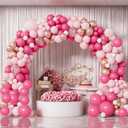 175Pcs Pink Balloon Garland Arch Kit, Hot Pink White Metallic Rose Golden Confetti Balloons For Women Birthday Princess Theme Baby Shower Wedding Mother's Valentine's Day Party Decoration