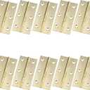 Semetall Golden Door Hinge 10 Pack 3 Inch Solid Brass Butt Hinges Heavy Duty Cabinet Door Hinges with Screws for Door Furniture Cupboard Box Case(75mmx40mm)