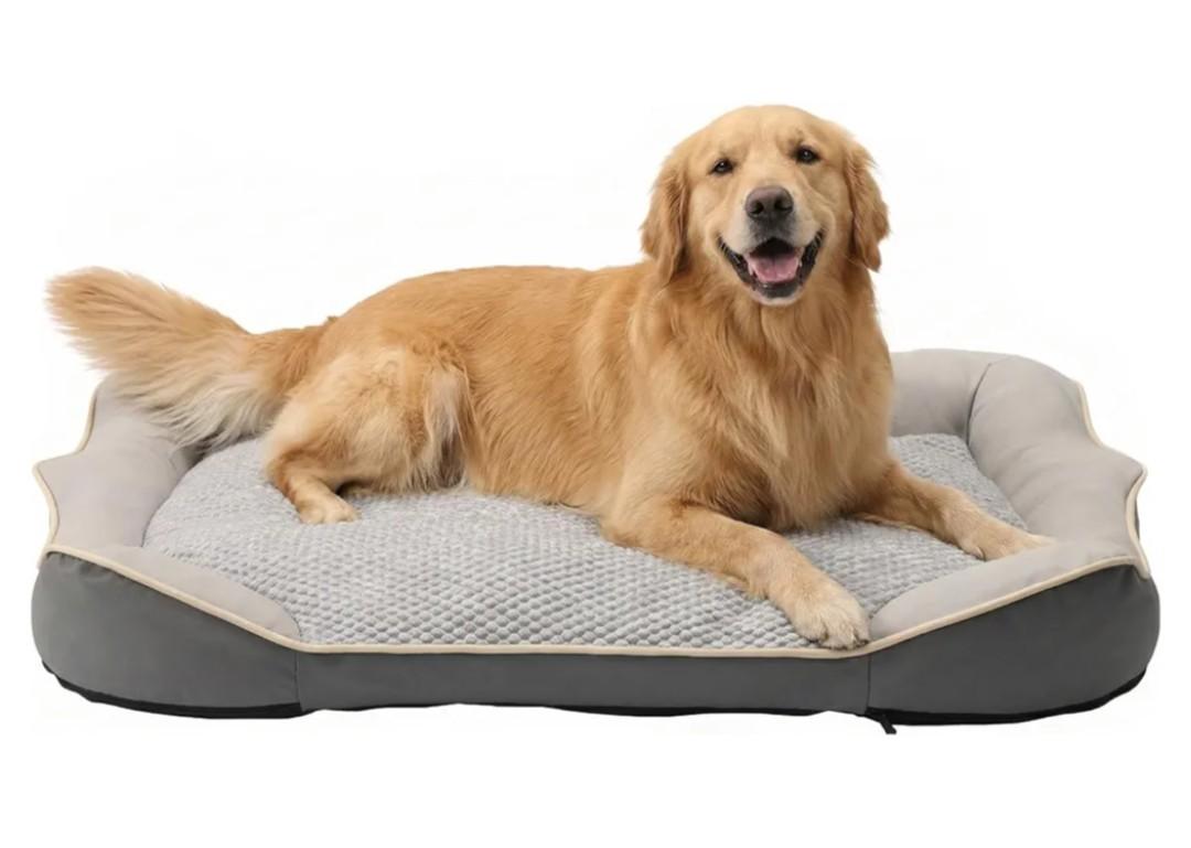 Orthopedic Crate Dog Bed - Waterproof PU Dual-Surface Pet Bed, Comfort Dogs Couch Sofa with Washable Removable Cover, Large Size for Dogs & Crate Use, 47.2''