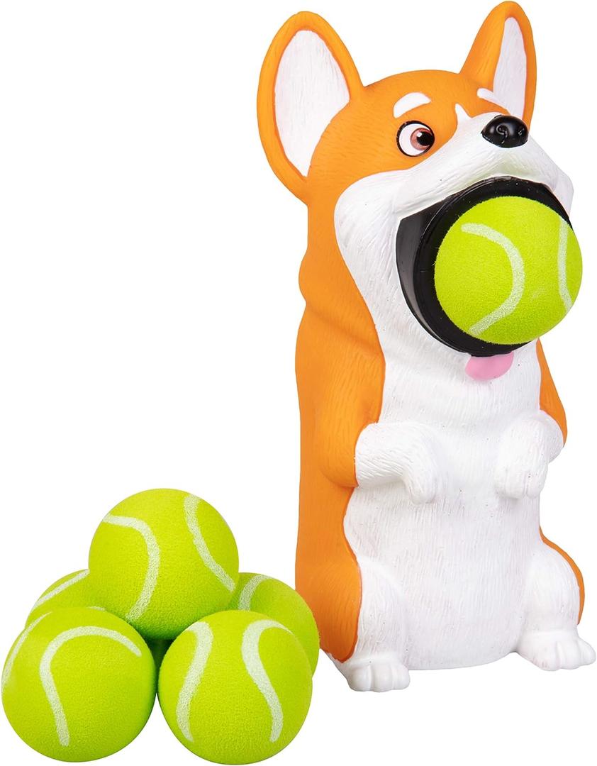 Hog Wild Corgi Ball Popper Toy - Includes 4 Soft Foam Balls - Squeeze to Pop Air Powered Balls Up to 20 Feet - Launcher Safe for Indoor/Outdoor Play - Party Favor Gift for Kids, Girls, Boys Ages 5+