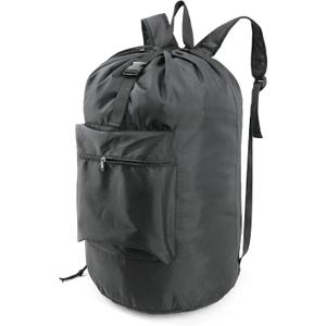 BeeGreen Laundry Bag Backpack w Adjustable Shoulder Straps College Dorm Essentials w Drawstring Closure for Travel Camp Heavy Duty Laundry Hamper Backpack Portable w Handle Xlarge Black