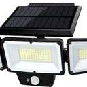 Solar Outdoor Lights with Remote Control, Motion Sensor, 3 Modes, 3 Heads LED Security Lights, IP65 Waterproof, Wide Angle (1 Pack)