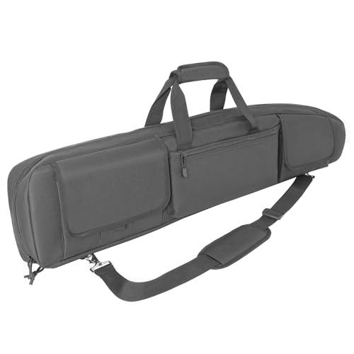 DULCE DOM Double Rifle Case, 38 42 44 inch Soft Gun Tactical Bag for Shooting Range, Movable Divider for 1 or 2 Gears, Multiple Magazine Pouches & Accessory Bags (Gray, 38'')