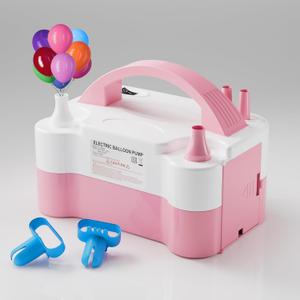 Balloon Pump - Electric Dual Nozzle Air Pump for Balloon, Portable Balloon Blower Save Time and Effort, Balloon Inflator for Parties and Decorations - 110V-120V, 600W (Pink White)