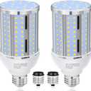 50W LED Corn Light Bulb(2 Pack),(490 Watt Equivalent) Fanless E26/E39 Medium/Large Mogul Base LED Cob Lamp 5000K Daylight 6,200LM for Outdoor Indoor Garage Warehouse Factory Workshop Street Backyard (50W 2pack corn bulb)
