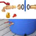 Rain Barrel Spigot Kit, Brass Water Barrel Faucet for Bucket, Water Tanks, Tubs, Pools etc