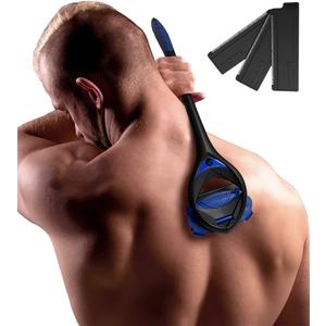BakBlade 3.0 Stealth - Back Shaver for Men, Extra Long 23" Ergonomic Handle for a Close, Pain-Free Shave, The Ultimate Back Hair Trimmer for Men, +3 Extra Back Blade Refills