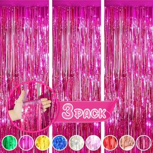6 Pack Fuchsia Foil Fringe Curtain Backdrop-3 Pack 3.3ft x 8.3ft Streamers for Birthday, Bachelorette, Wedding, Anniversary Christmas, New Year, Thanksgiving Parties 6 Pack Fuchsia Foil Fringe Curtain Backdrop-3 Pack 3.3ft x 8.3ft Streamers for Birthday, Bachelorette, Wedding, Anniversary Christmas, New Year, Thanksgiving Parties