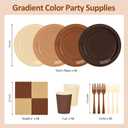 Brown Gradient Party Tableware for 48 Guests, 9-Inch Paper Plates, Serves 48