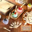 500 Pcs Mini Bamboo Forks 3.54 Disposable Small Wood Appetizer Forks Bulk for Tasting, Party, Serving, Cocktail Parties, Fruits