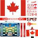 World Cup 2026 Fan Accessories with Large 3x5 ft Flag, Match Tracker Poster, Stickers, Cheering Sticks, Clapper & Scarf, World Cup Decorations Fan kit for Soccer Watch Party, Stadium and Home Cheering