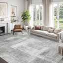 zesthome Washable Rug 8x10, Modern Abstract Rugs for Living Room, Ultra Soft 8x10 Area Rugs, Stain Resistant Rugs for Bedroom, Ultra-Thin Large Rug Foldable (Grey/Ivory, 8'x10')