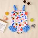 Ritatte Toddler Baby Girls Swimsuit Fruit One Piece Bathing Suit Flower Sleeveless Swimwear Summer Strap Ruffled Beach Wear