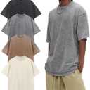 Arssm Oversized Tshirts for Men Acid Wash Loose Fit Vintage Cotton Heavyweight T Shirts Baggy Tees (L)