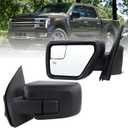 Left Driver Side Door Mirror Compatible With 2021 2022 2023 2024 2025 2026 Ford F150 With Power Glass Manual Folding Heated Matte Black Replace#ML3Z17683UA(5Pins)