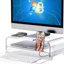 Acrylic Monitor Stand Riser Acrylic Laptop Stand Clear Computer Stand Laptop Riser with Storage Desk Organizer Accessories for Home and Office