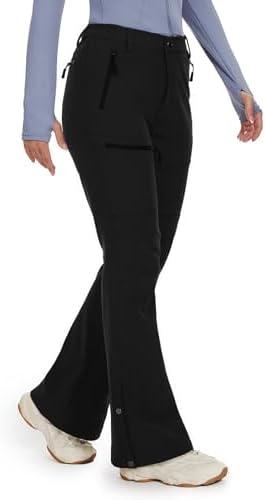 Cycorld Women's Snow Ski Pants Fleece Lined Waterproof Softshell Insulated Flare for Snowboarding Hiking Winter Outdoor Size 6