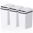 jinligogo 3Pack Bathroom Small Trash Can with Lid, 2.6 Gallon Touchless Automatic Garbage Can Slim Waterproof Motion Sensor Smart Trash Bin for Bedroom, Office, Living Room-White