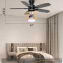 Ohniyou Ceiling Fans with Lights, 42'' Low Profile Ceiling Fan with Light and Remote/APP Control, Modern Flush Mount Ceiling Fan for Indoor Bedroom Kitchen, Dimmable, Qiuet DC Motor, Black