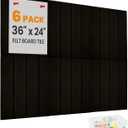 Wide Stripe Felt Bulletin Board Tiles, 6 Pack 36"x24" Felt Wall Panels with Removable Adhesive & 40 Push Pins, Bulletin Cork Board Replacement for Office, Home, School, Soundproof, Black