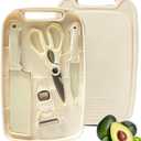 Cutting Board and Knife Set, 5 In1 Travel Cutting Boards And Knife Travel Cutting Board Kitchen Scissors and Peeler For Kitchen (Beige)