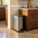 simplehuman 45 Liter / 11.9 Gallon Butterfly Lid Kitchen Step Trash Can, Brushed Stainless Steel