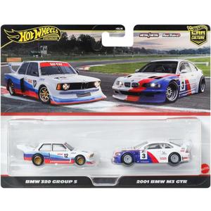 Hot Wheels Premium Car Culture 2-Pack Vehicles in 1:64 Scale Varied Combinations, Real Riders Tires, Metal/Metal Chassis, Toy for Collectors, JBK99