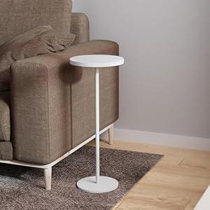 Small Side Table, Metal Round Drink Table, Desktop Diameter 9.99 for Living Room Bedroom Small Spaces Sofa Couch Chair, White